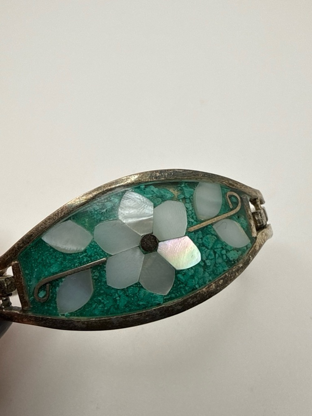Vintage Alpaca Hinge Bracelet